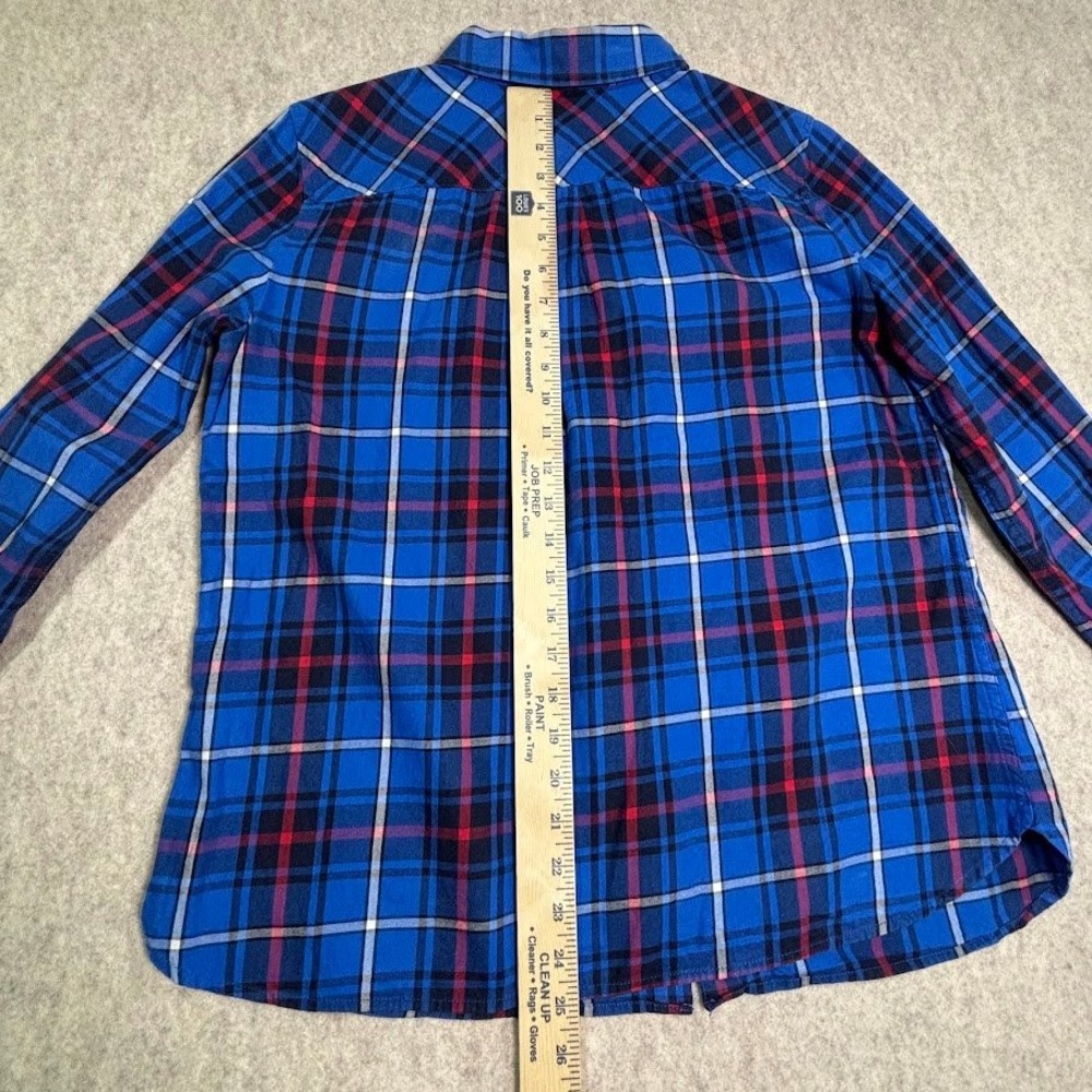 Talbots Shirt Womens M Blue 100% Cotton Plaid Button Down Classic Preppy Top - Picture 5 of 7